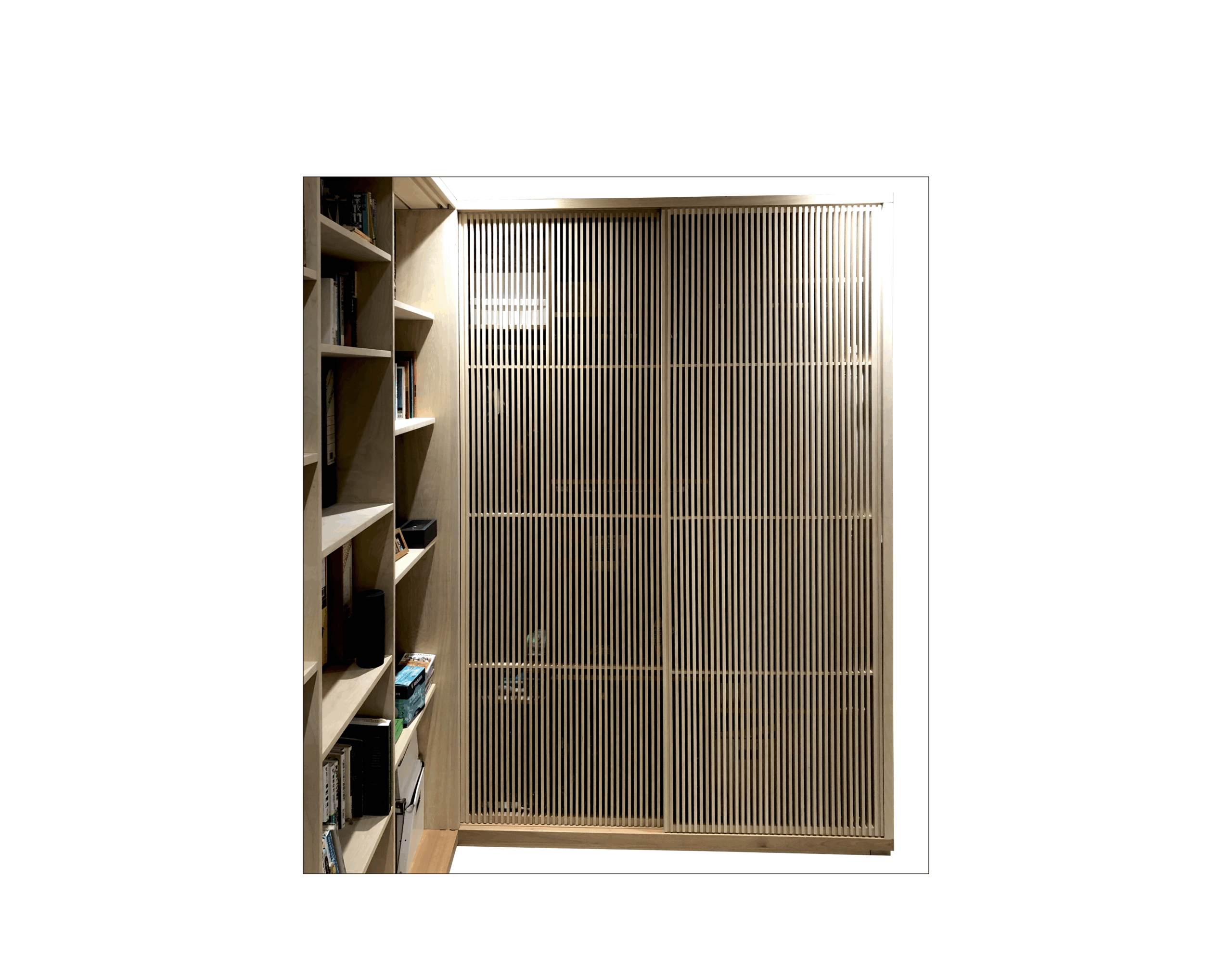 Built-in Bookcase with Sliding Doors